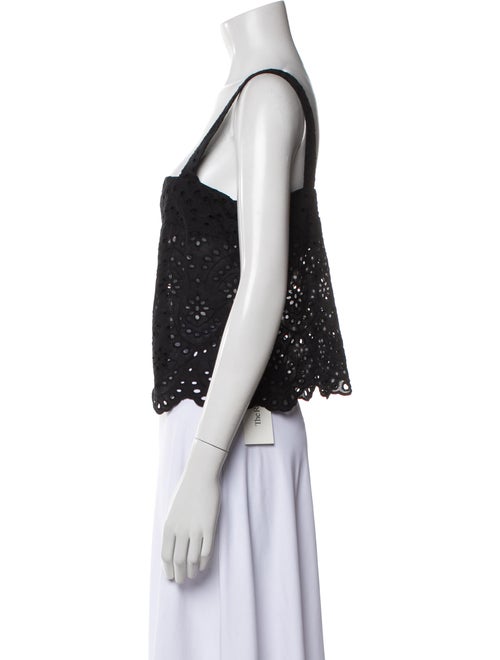 Poupette St Barth Lace Pattern Square Neckline Crop Top