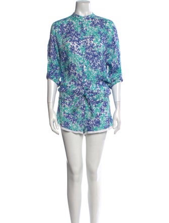 Poupette St Barth Printed Mock Neck Romper