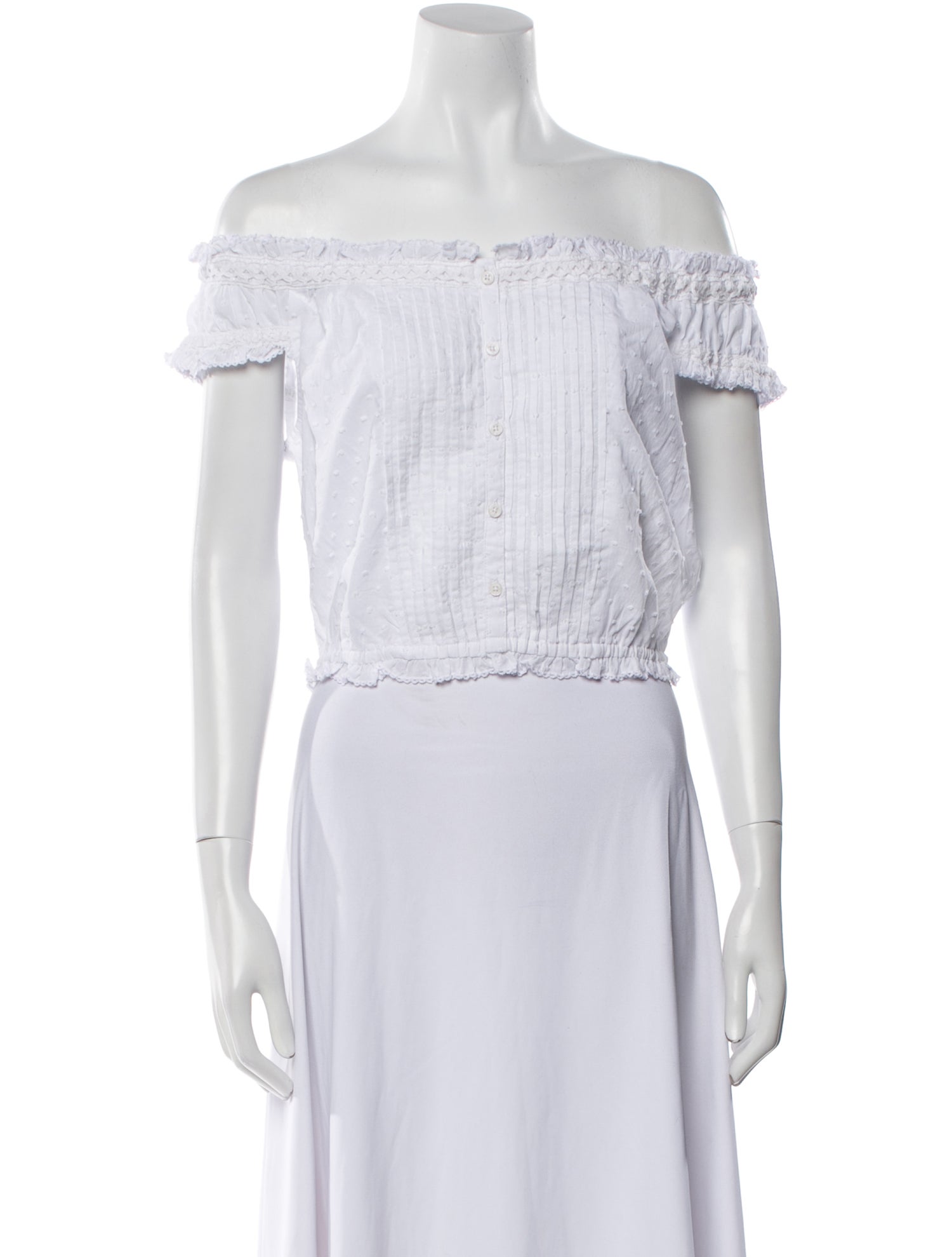 Poupette St Barth Off-The-Shoulder Short Sleeve Crop Top w/ Tags