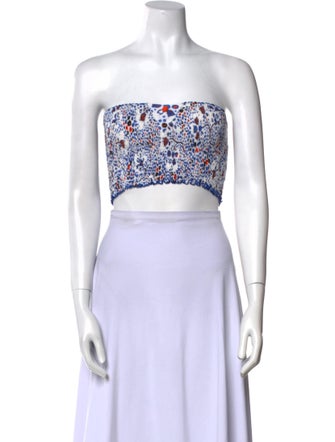 Poupette St Barth Silk Floral Print Crop Top