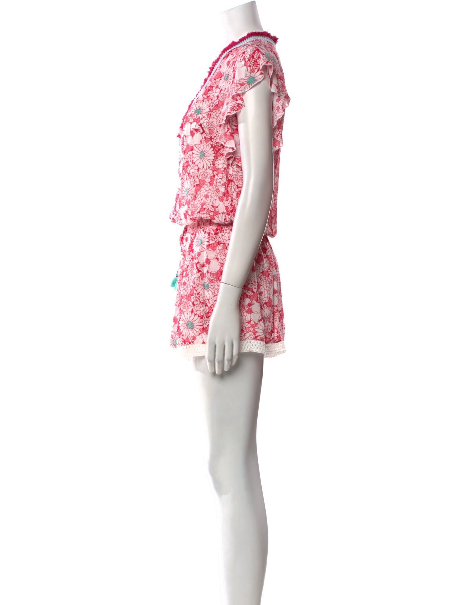 Poupette St Barth Floral Print V-Neck Romper