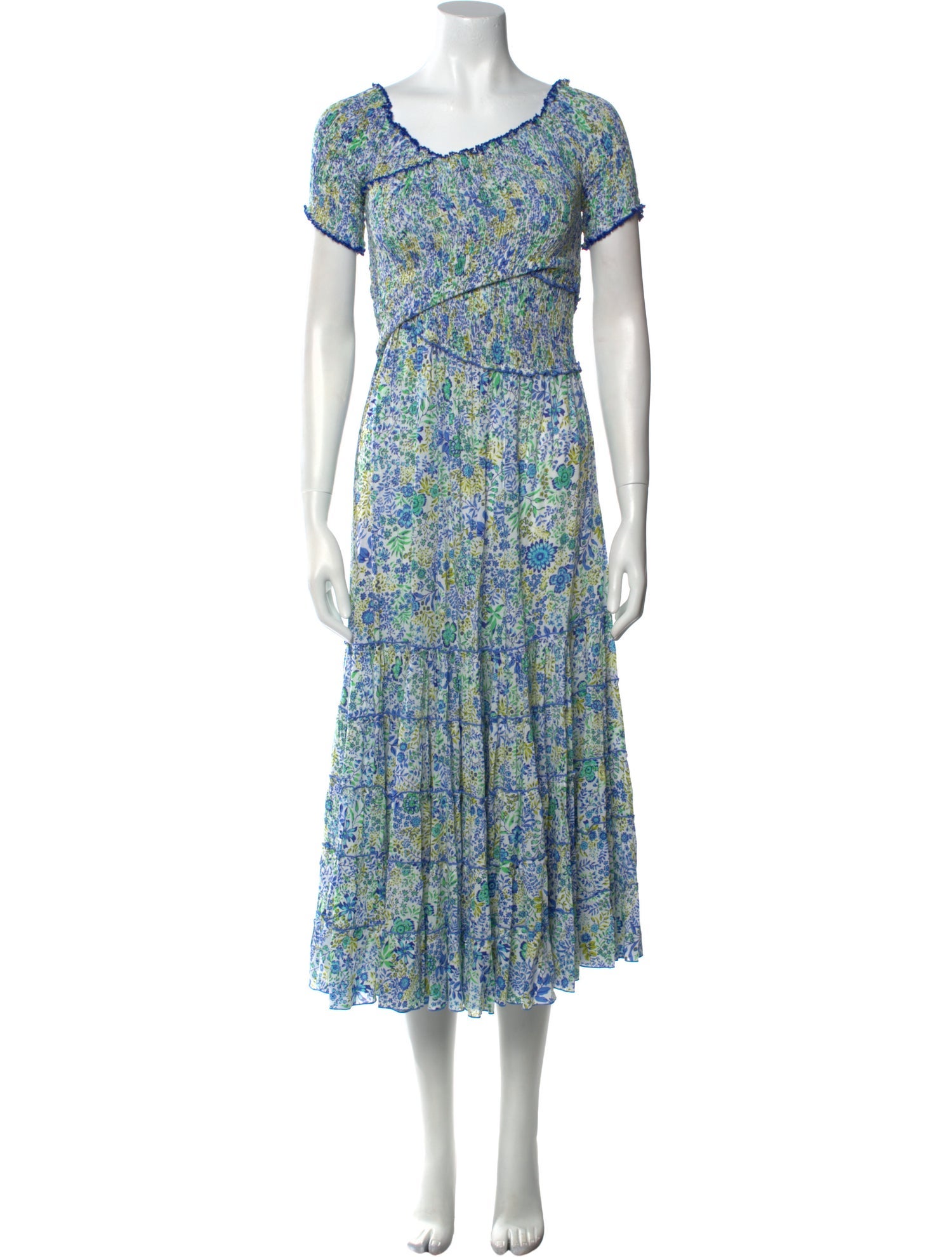 Poupette St Barth Floral Print Midi Length Dress