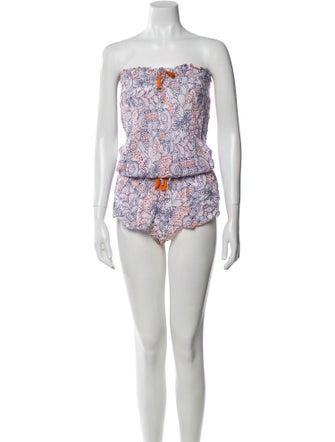 Poupette St Barth Printed Strapless Romper