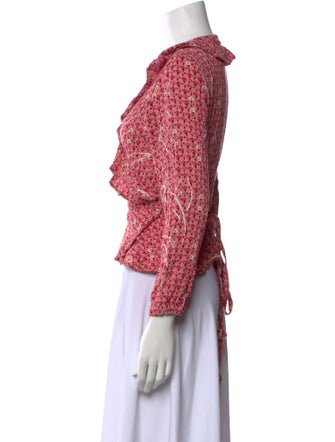 Poupette St Barth Floral Print V-Neck Crop Top