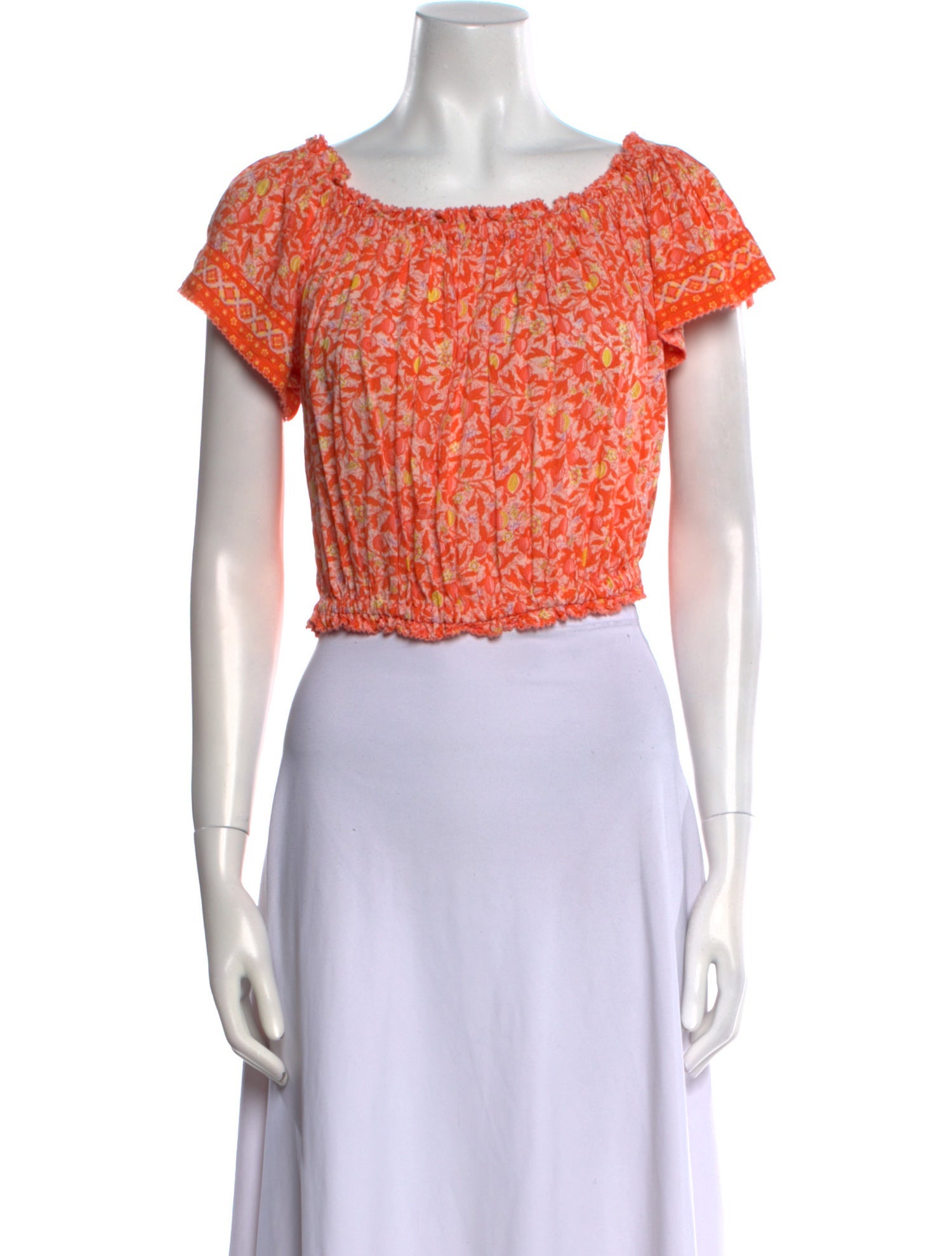 Poupette St Barth Printed Bateau Neckline Crop Top w/ Tags