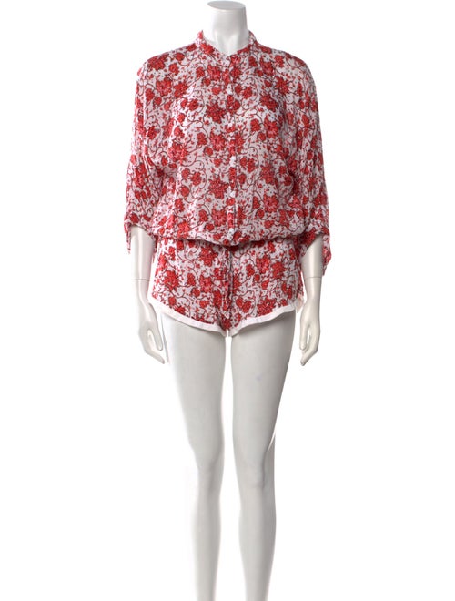 Poupette St Barth Floral Print Mock Neck Romper