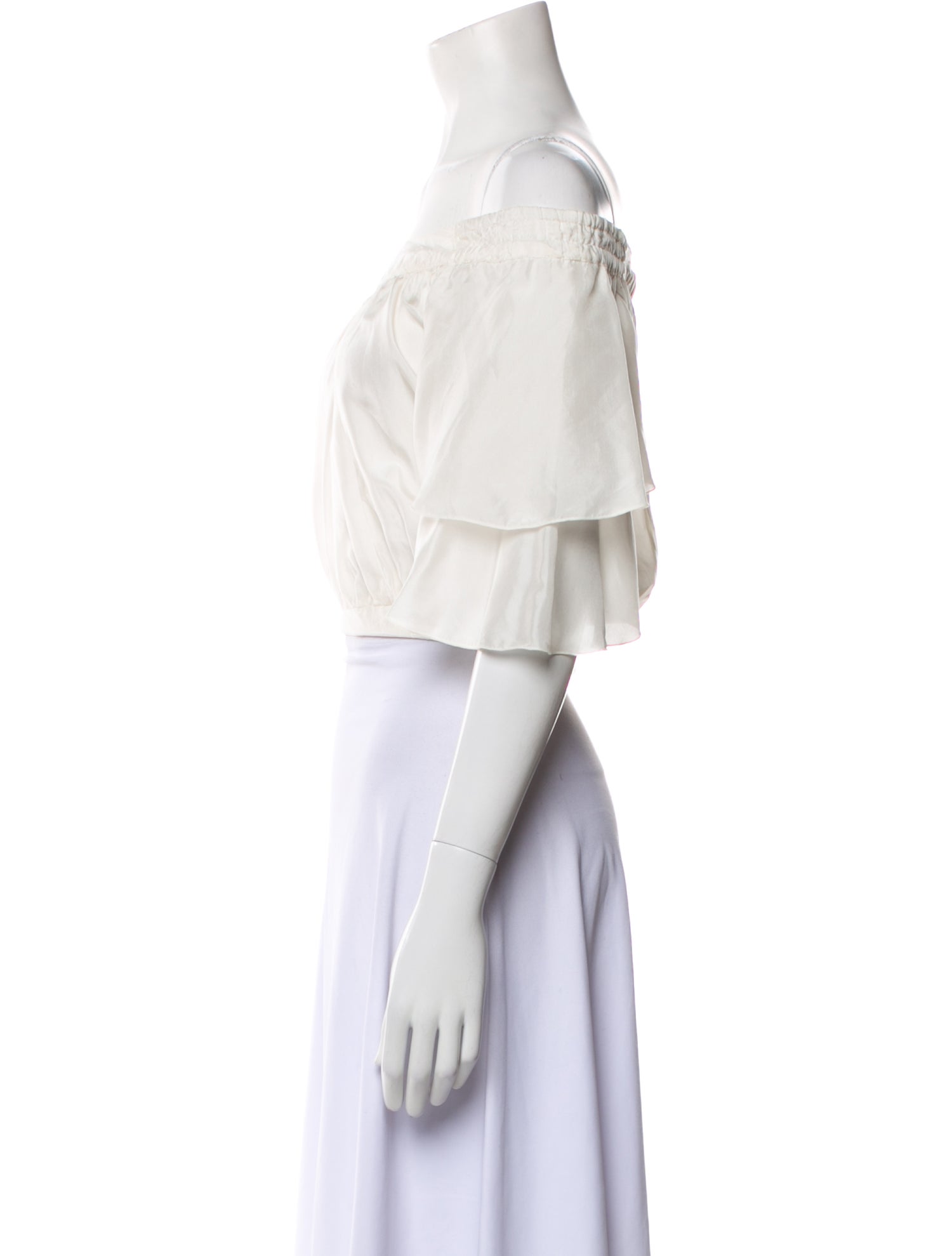 Poupette St Barth Silk Off-The-Shoulder Crop Top