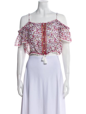 Poupette St Barth Printed Square Neckline Crop Top