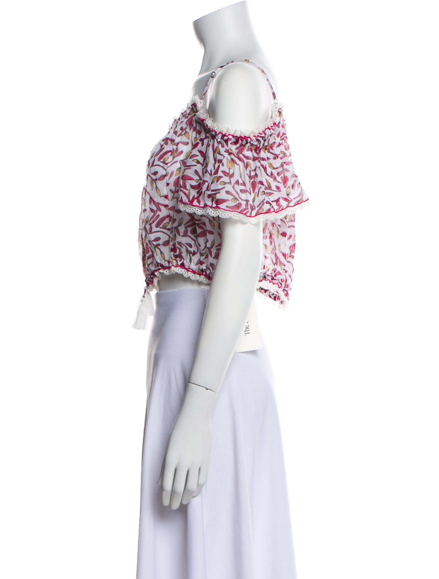 Poupette St Barth Printed Square Neckline Crop Top