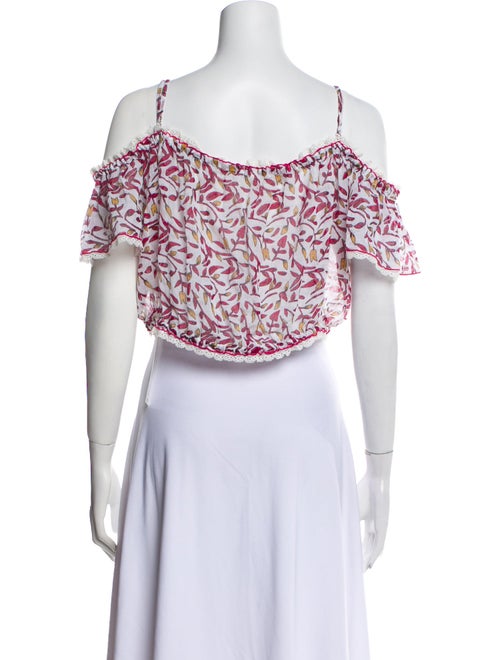 Poupette St Barth Printed Square Neckline Crop Top
