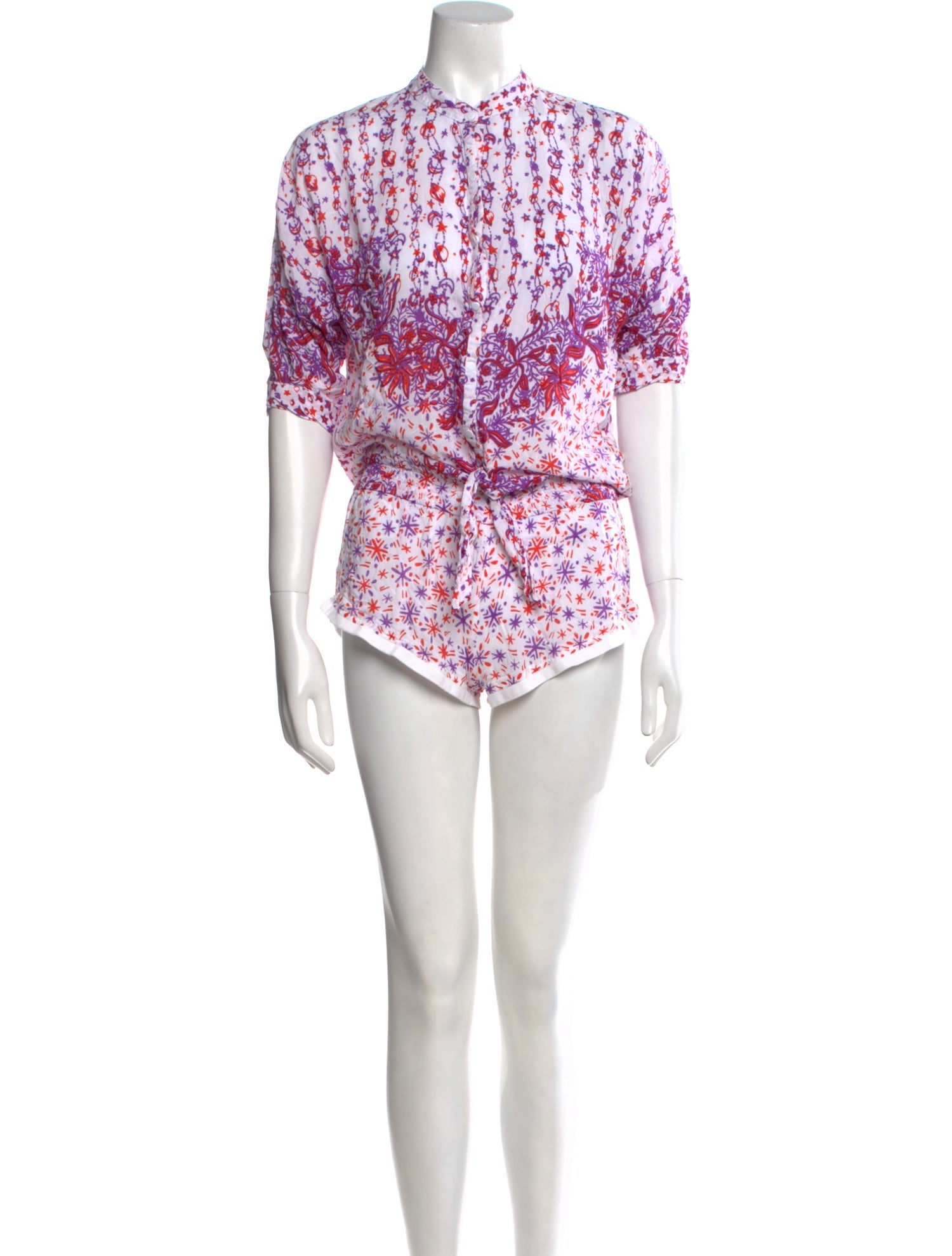 Poupette St Barth Printed Crew Neck Romper