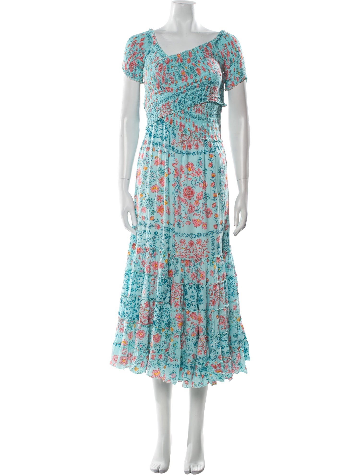 Poupette St Barth Floral Print Midi Length Dress