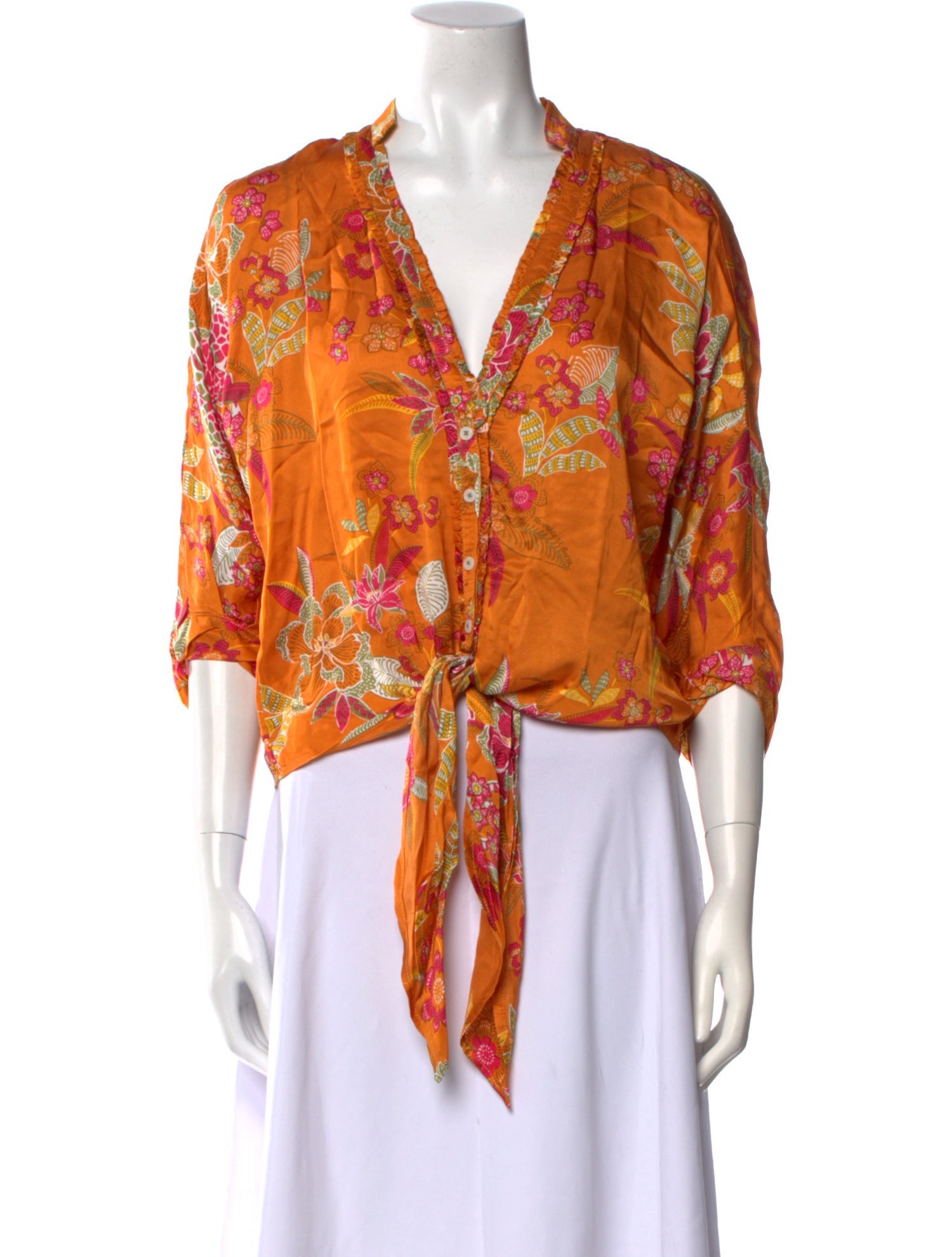 Poupette St Barth Floral Print V-Neck Crop Top w/ Tags