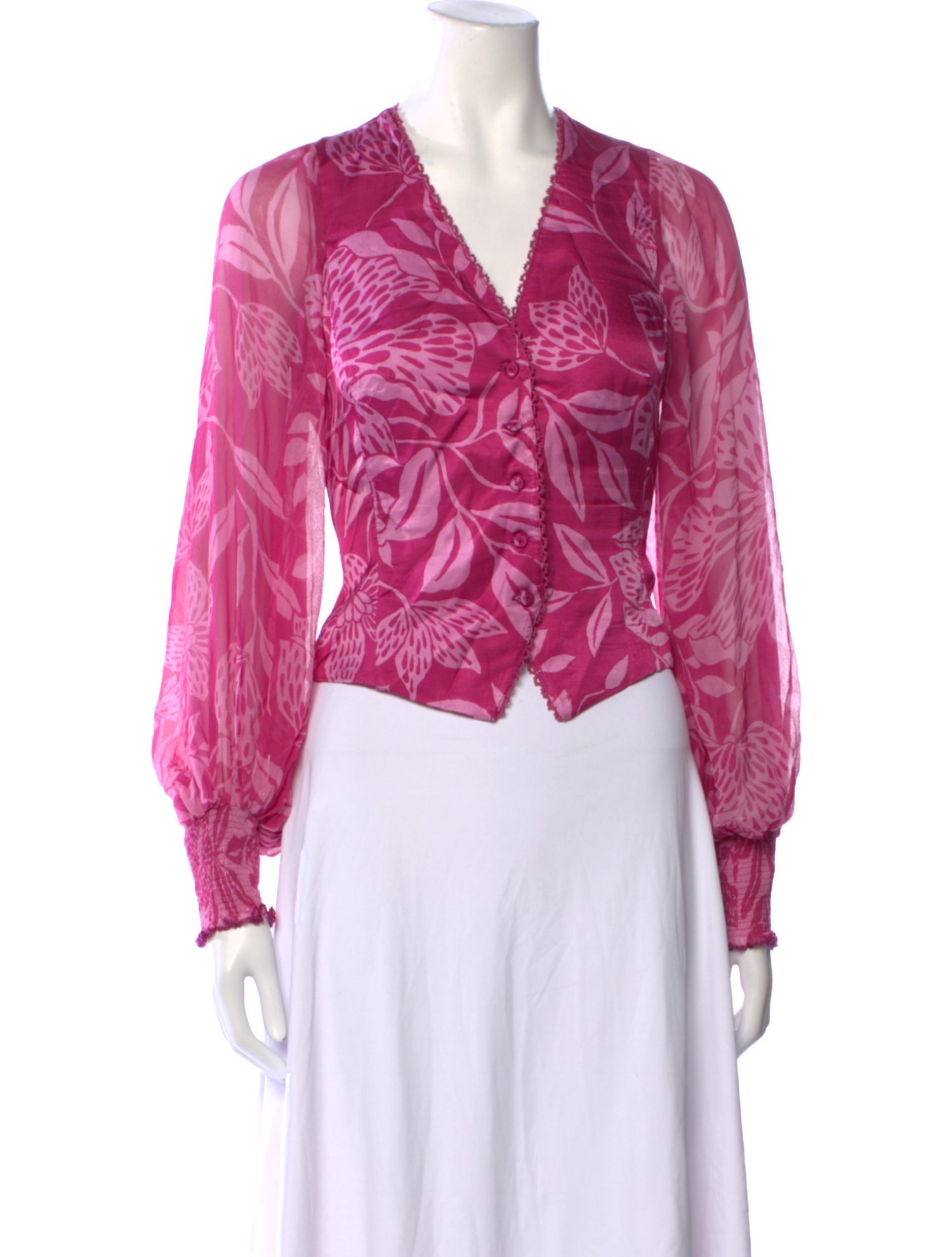 Poupette St Barth Silk Floral Print Crop Top