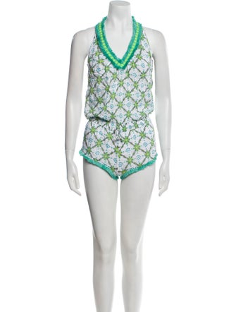 Poupette St Barth Printed Scoop Neck Romper