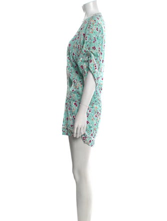 Poupette St Barth Floral Print Plunge Neckline Romper