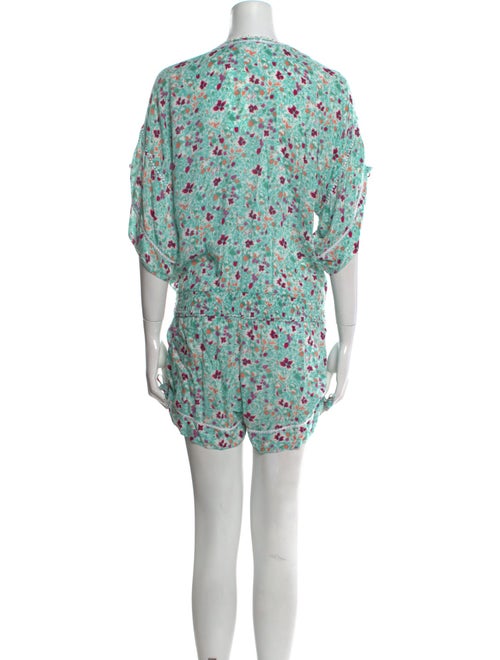 Poupette St Barth Floral Print Plunge Neckline Romper