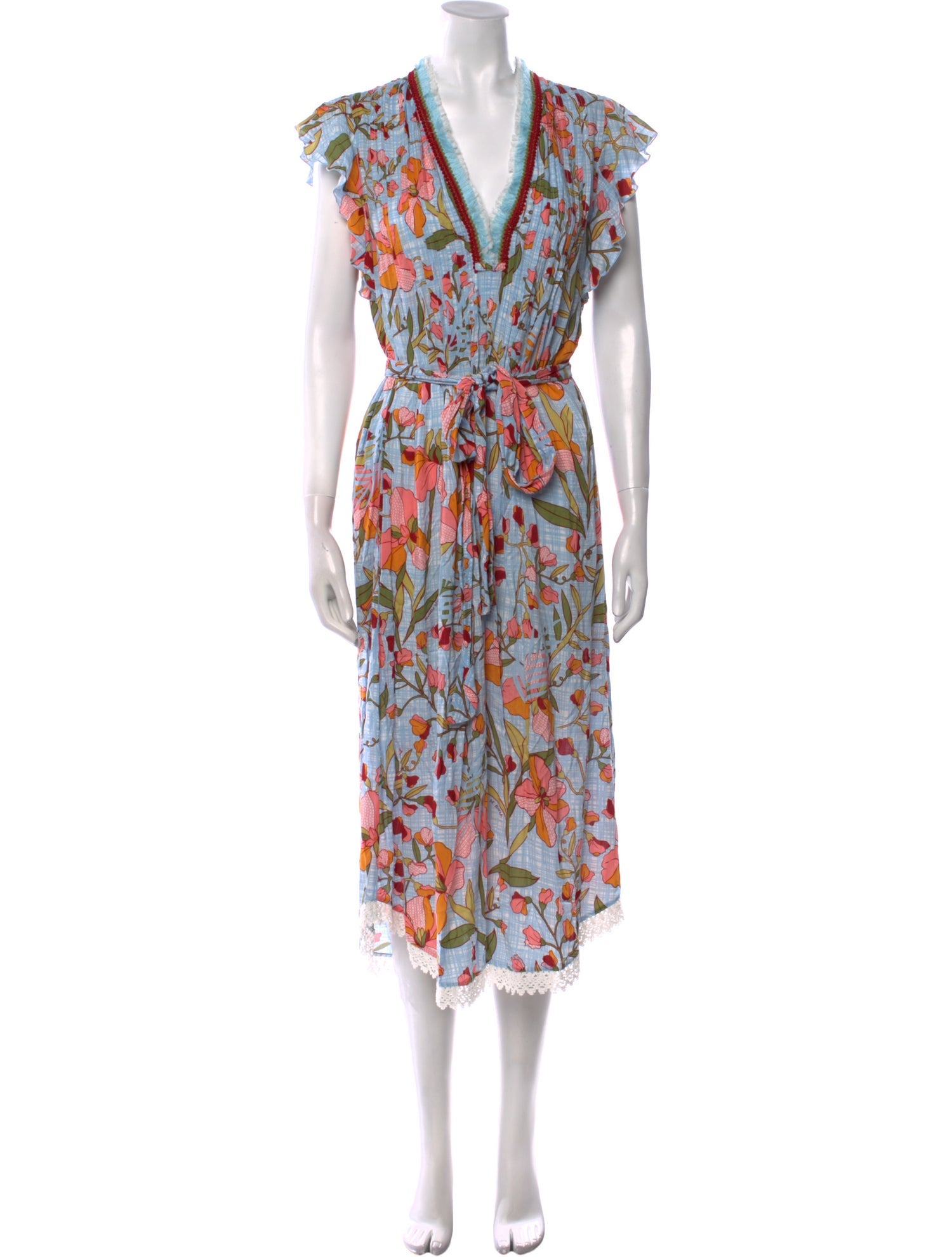 Poupette St Barth Floral Print Midi Length Dress