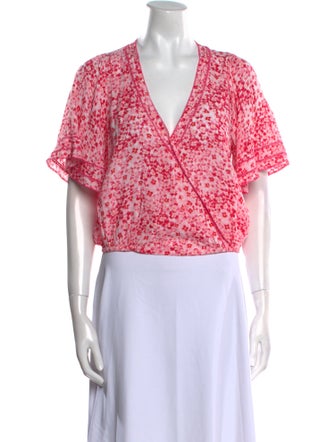 Poupette St Barth Floral Print V-Neck Crop Top