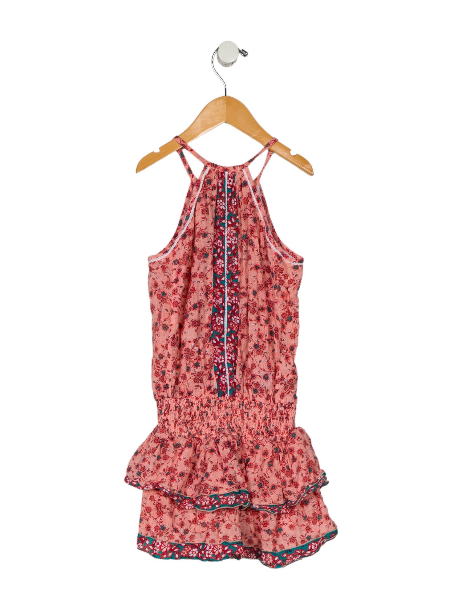 Poupette St Barth Girls Sleeveless Floral Ruffle Dress