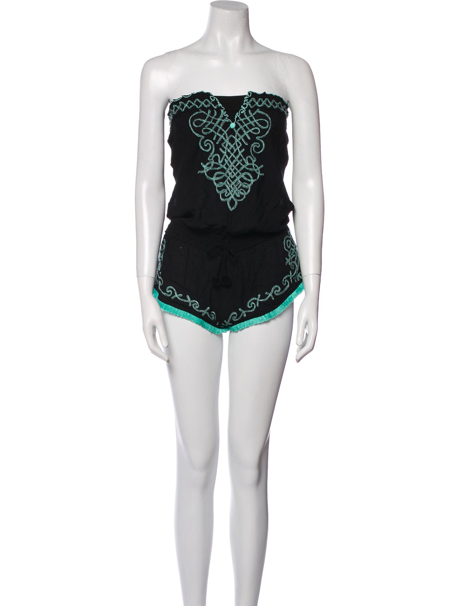 Poupette St Barth Graphic Print Strapless Romper