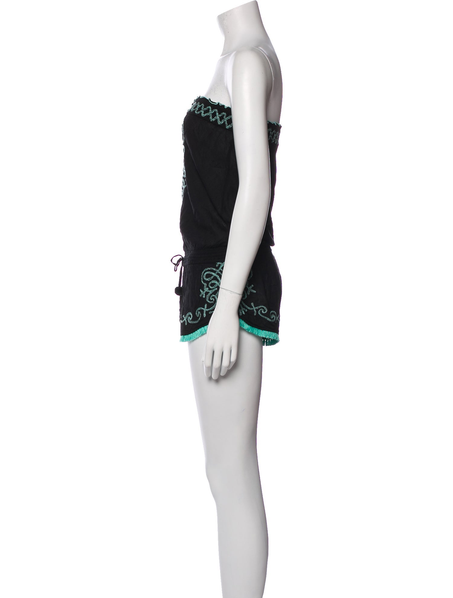 Poupette St Barth Graphic Print Strapless Romper