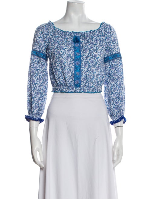 Poupette St Barth Printed Scoop Neck Crop Top