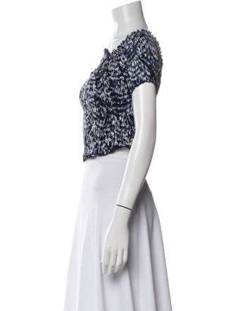 Poupette St Barth Printed Square Neckline Crop Top