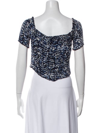 Poupette St Barth Printed Square Neckline Crop Top
