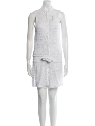 Poupette St Barth Lace Pattern Mock Neck Romper