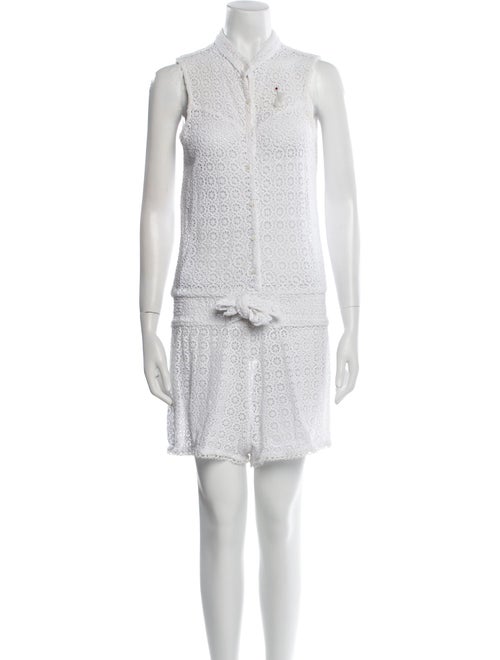 Poupette St Barth Lace Pattern Mock Neck Romper