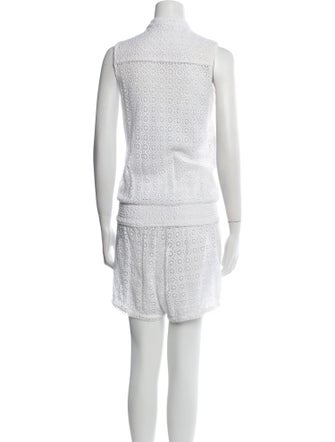 Poupette St Barth Lace Pattern Mock Neck Romper