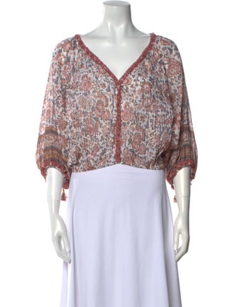 Poupette St Barth Paisley Print V-Neck Crop Top