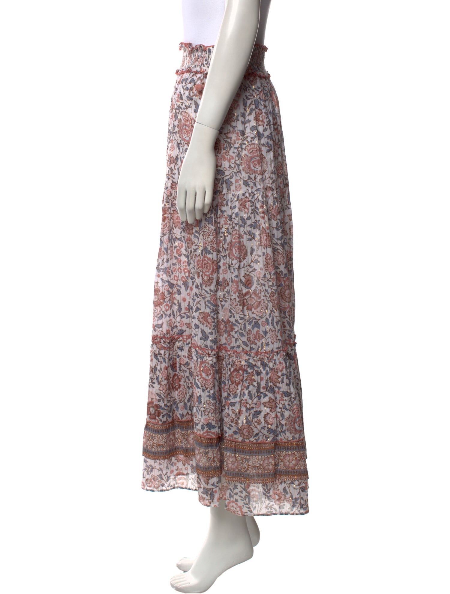 Poupette St Barth Floral Print Midi Length Skirt