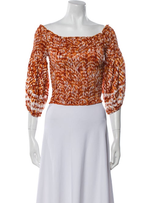 Poupette St Barth Animal Print Bateau Neckline Crop Top