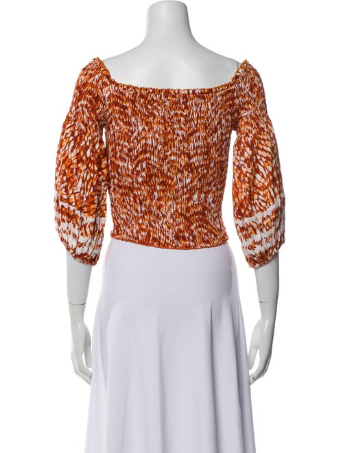 Poupette St Barth Animal Print Bateau Neckline Crop Top