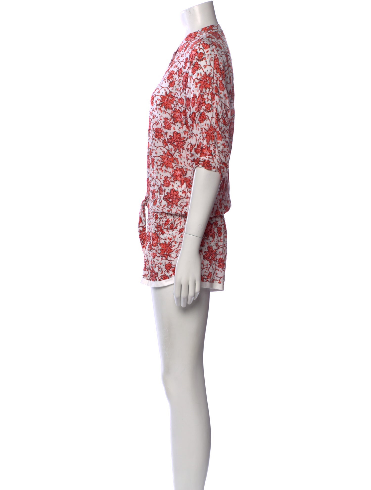 Poupette St Barth Floral Print Crew Neck Romper