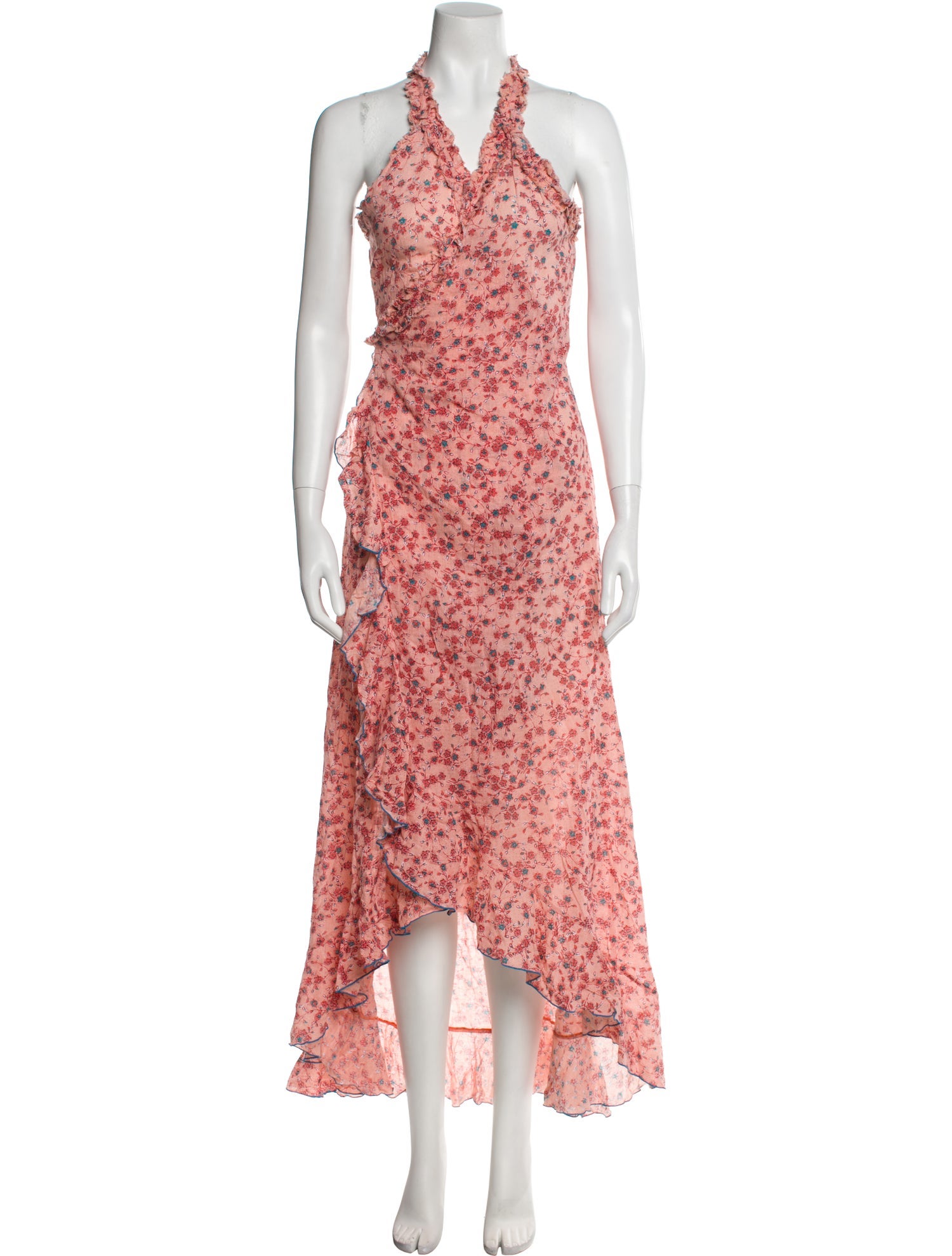 Poupette St Barth Printed Raw-Edge Trim Robe