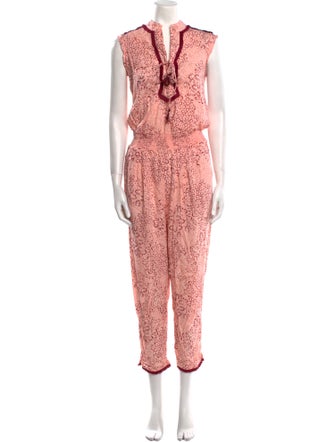 Poupette St Barth Printed Mock Neck Jumpsuit