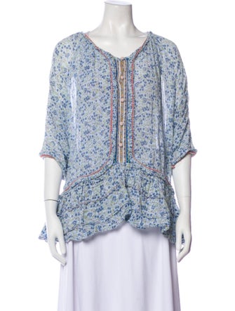 Poupette St Barth Paisley Print V-Neck Blouse