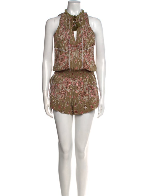 Poupette St Barth Floral Print Crew Neck Romper