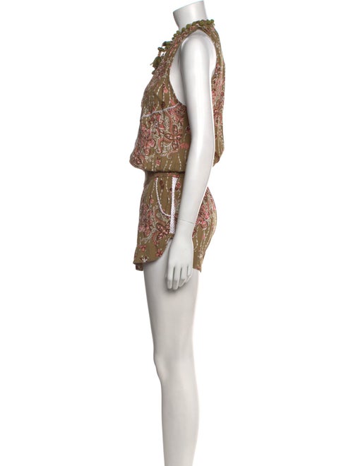 Poupette St Barth Floral Print Crew Neck Romper