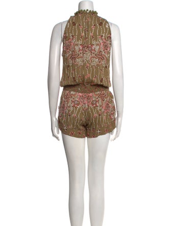 Poupette St Barth Floral Print Crew Neck Romper