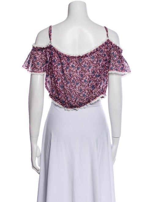 Poupette St Barth Floral Print Off-The-Shoulder Crop Top