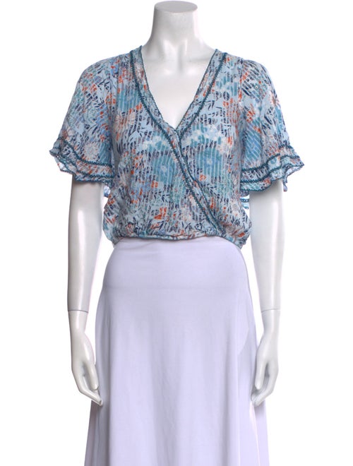 Poupette St Barth Printed V-Neck Crop Top