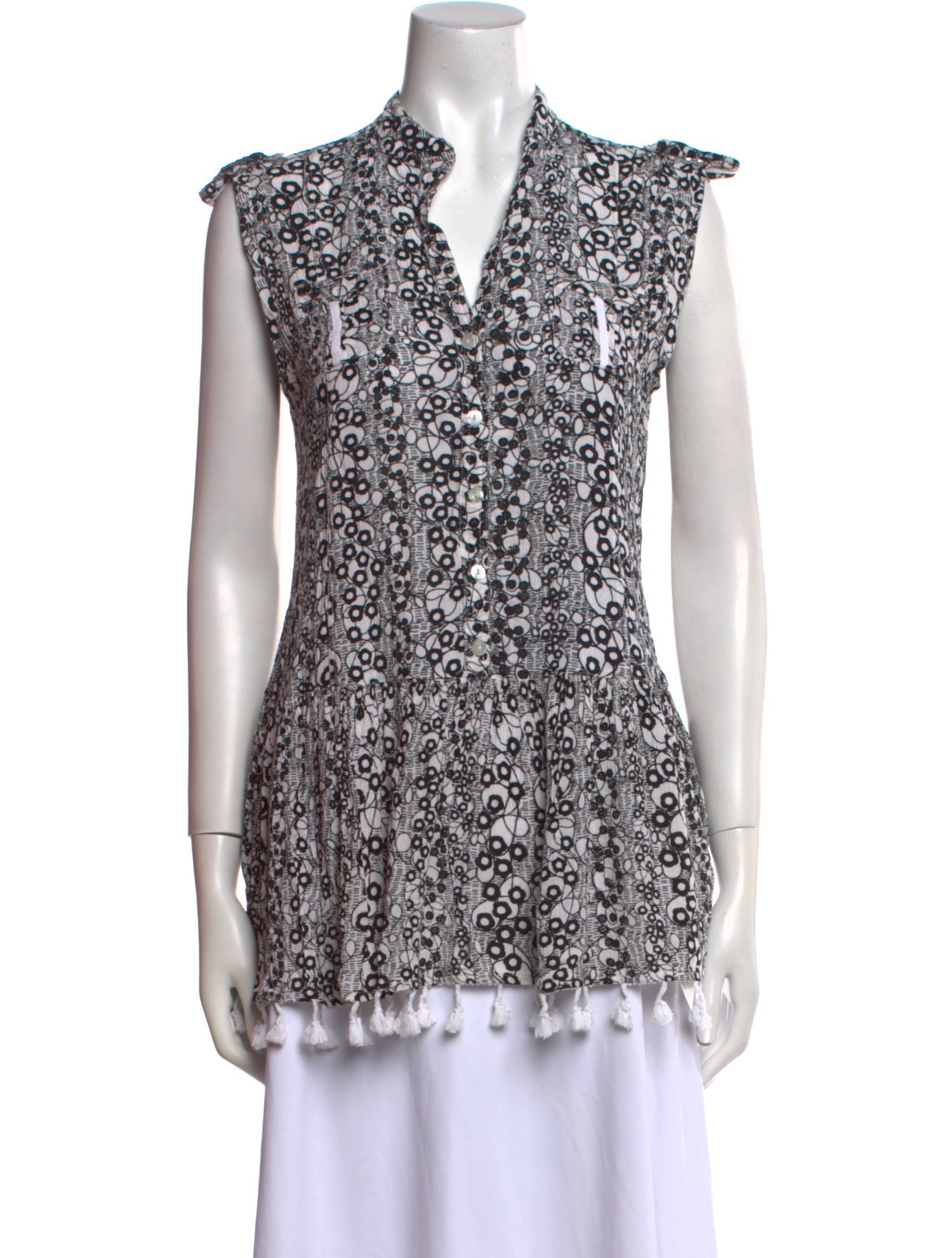 Poupette St Barth Lace Pattern V-Neck Tunic