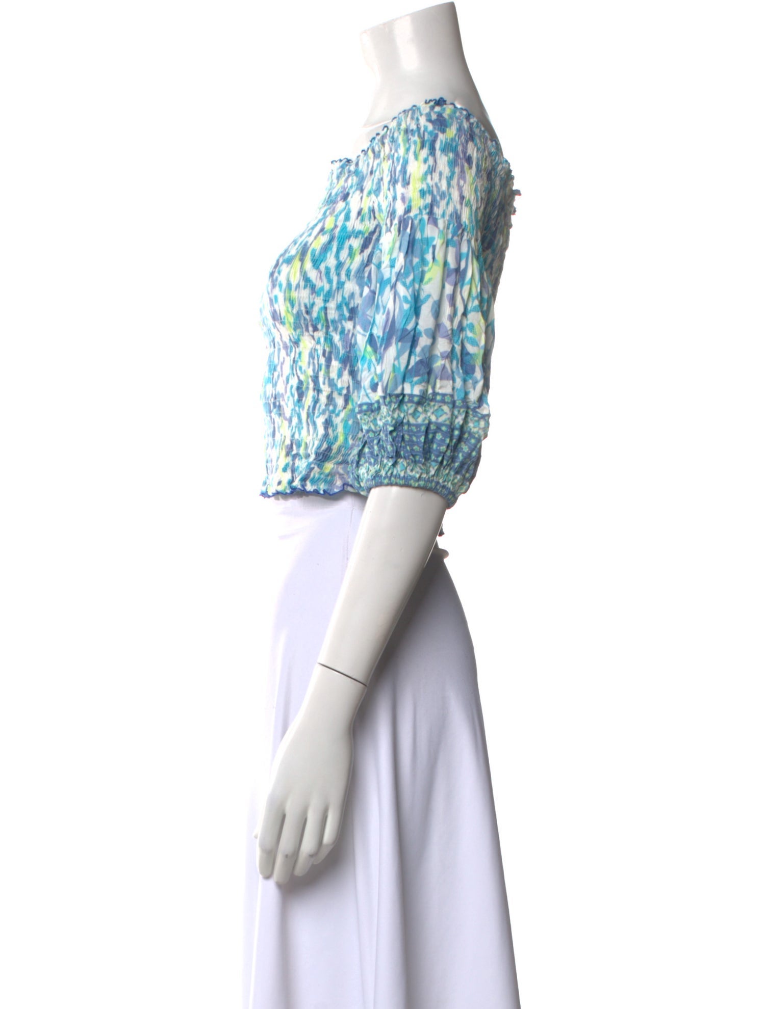 Poupette St Barth Printed Off-The-Shoulder Crop Top