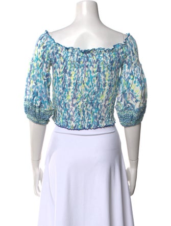 Poupette St Barth Printed Off-The-Shoulder Crop Top