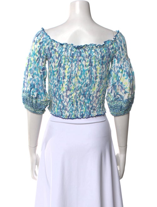 Poupette St Barth Printed Off-The-Shoulder Crop Top