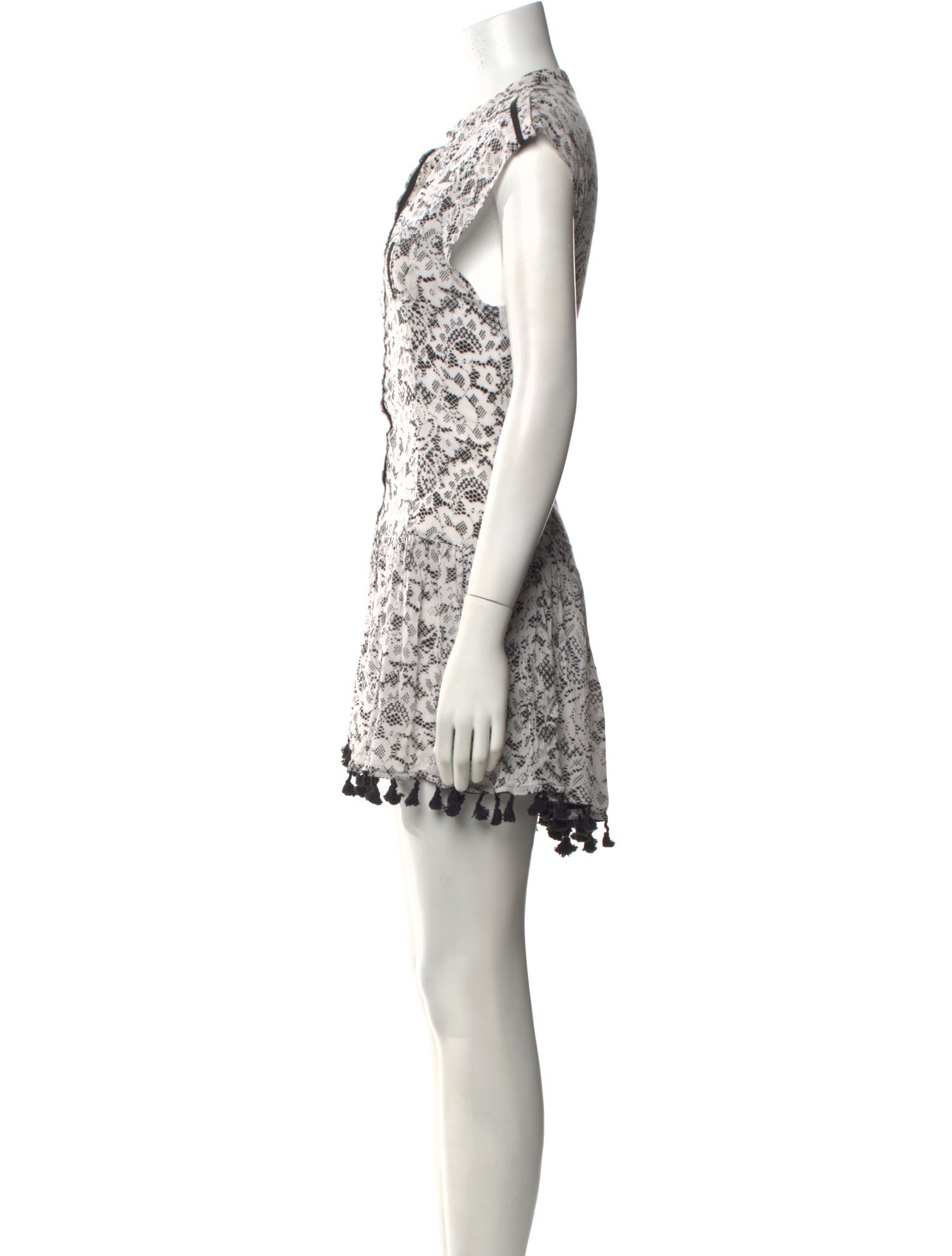 Poupette St Barth Lace Pattern Mini Dress